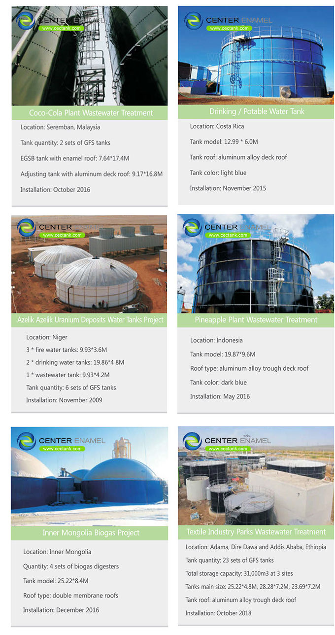 Сменные расширяемые стеклоплавильные резервуары для хранения биогаза для проектов переработки биогаза 0